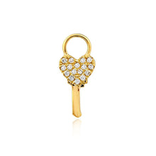 Load image into Gallery viewer, Heart Key Huggie Charm
