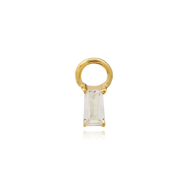Baguette White Topaz Huggie Charm