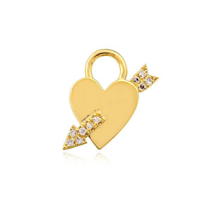Pave Arrow Heart Huggie Charm