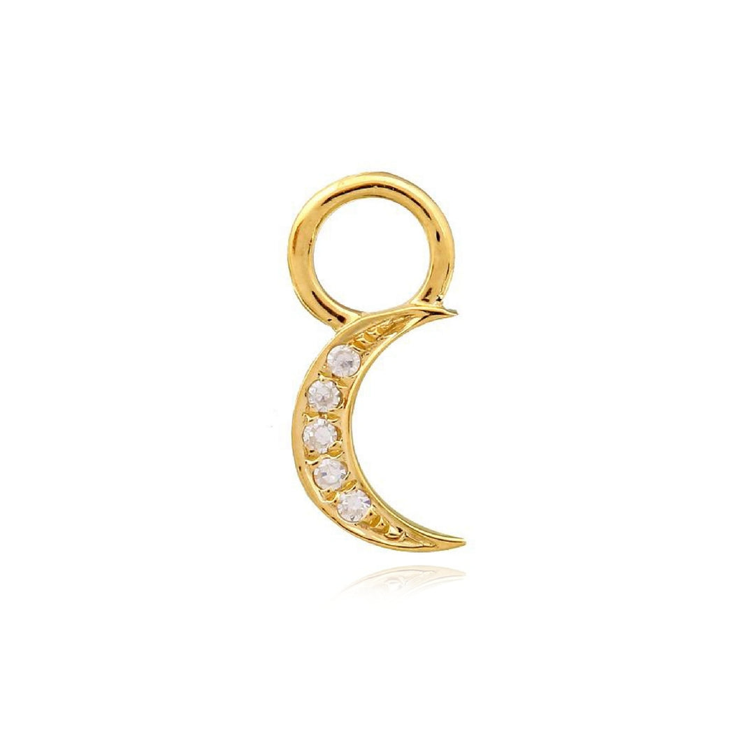 Pave Moon Huggie Charm