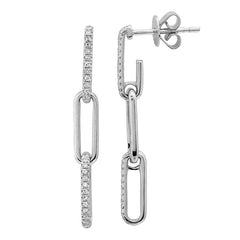Drop Diamond Paperclip Earrings