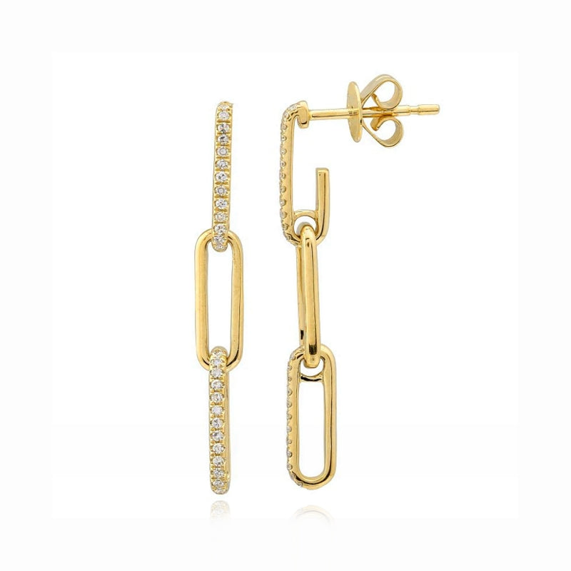 Three Medium Pave Paperclip Earrings