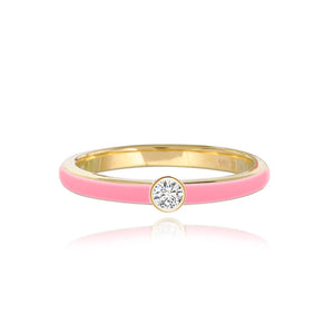Enamel Bezel Round Ring