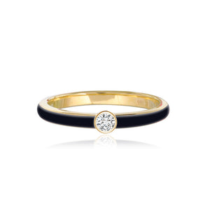 Enamel Bezel Round Ring
