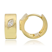 Load image into Gallery viewer, Marquise Diamond Thick Gold Huggies
