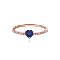 Petite Gemstone Heart Pave Ring