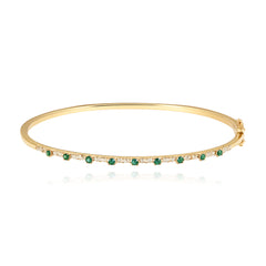 Thin Gemstone Segment Diamond Bangle