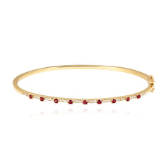 Thin Gemstone Segment Diamond Bangle