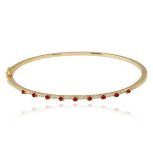Thin Gemstone Segment Diamond Bangle