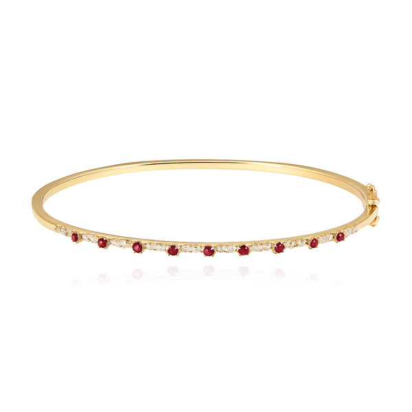 Thin Gemstone Segment Diamond Bangle