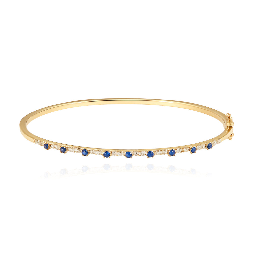 Thin Gemstone Segment Diamond Bangle