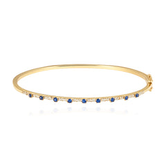 Thin Gemstone Segment Diamond Bangle