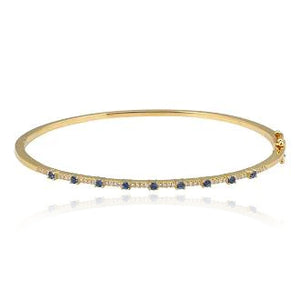 Thin Gemstone Segment Diamond Bangle