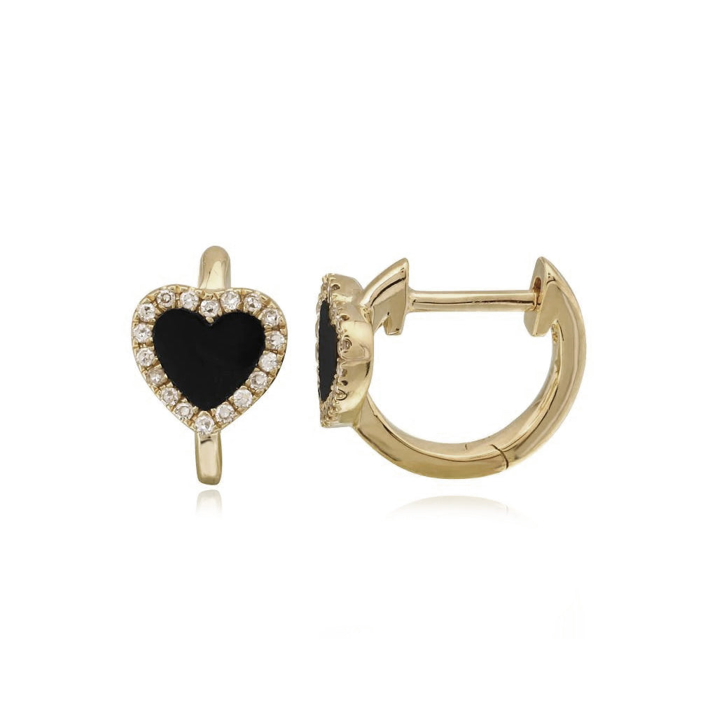 Pave Outline Stone Heart Small Huggies