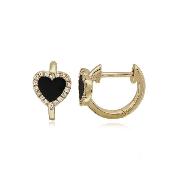 Pave Outline Stone Heart Small Huggies