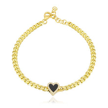 Load image into Gallery viewer, Pave Stone Heart Cuban Bracelet
