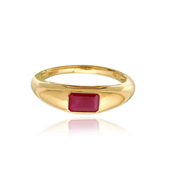 Emerald Cut Stone Dome Ring