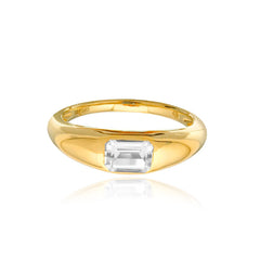 Emerald Cut Stone Dome Ring