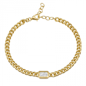Bezel Gemstone Cuban Bracelet
