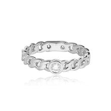 Load image into Gallery viewer, Small Solitaire Round Diamond Cuban Ring
