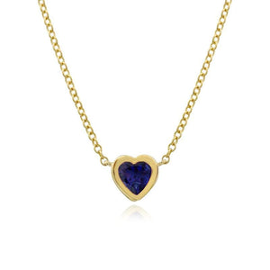 Small Bezel Gemstone Heart Necklace