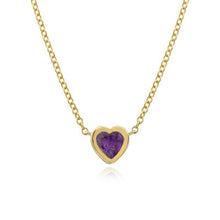 Load image into Gallery viewer, Small Bezel Gemstone Heart Necklace
