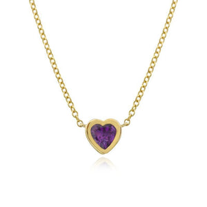 Small Bezel Gemstone Heart Necklace