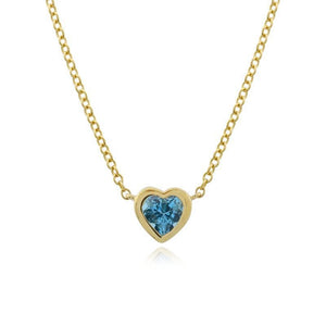 Small Bezel Gemstone Heart Necklace