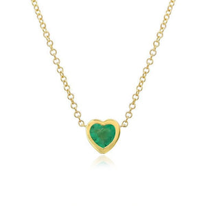 Small Bezel Gemstone Heart Necklace