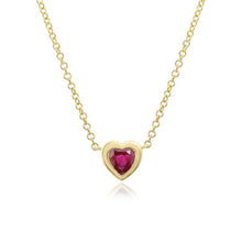 Load image into Gallery viewer, Small Bezel Gemstone Heart Necklace
