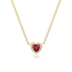 Small Bezel Gemstone Heart Necklace