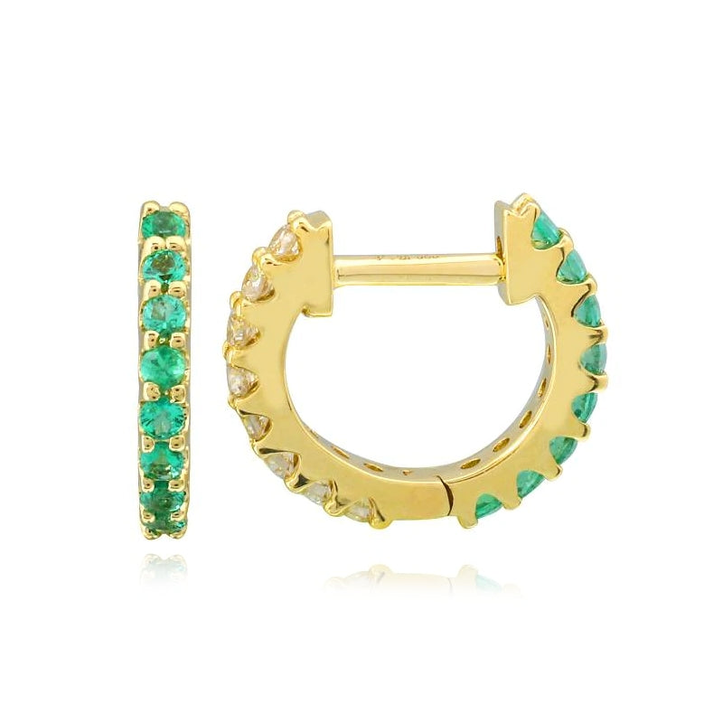 Half Gemstone & Half Diamond Huggies