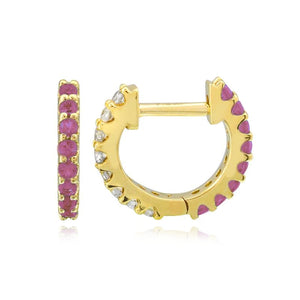 Half Gemstone & Half Diamond Huggies