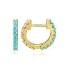 Load image into Gallery viewer, Half Gemstone &amp; Half Diamond Huggies
