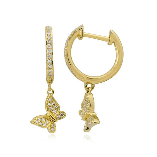 Pave Dangling Butterly Huggies