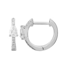 Load image into Gallery viewer, Solitaire Pear Pave Huggie- Single 14k Yellow Gold
