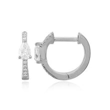 Load image into Gallery viewer, Solitaire Pear Pave Huggie
