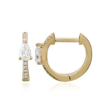 Load image into Gallery viewer, Solitaire Pear Pave Huggie
