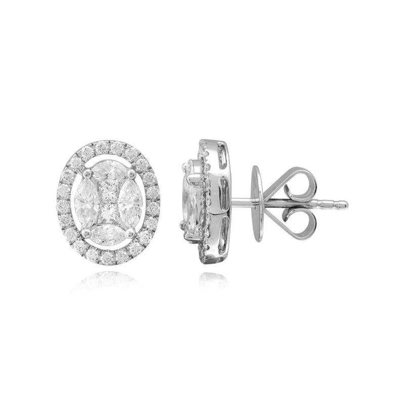 Illusion and Pave Oval Earrings