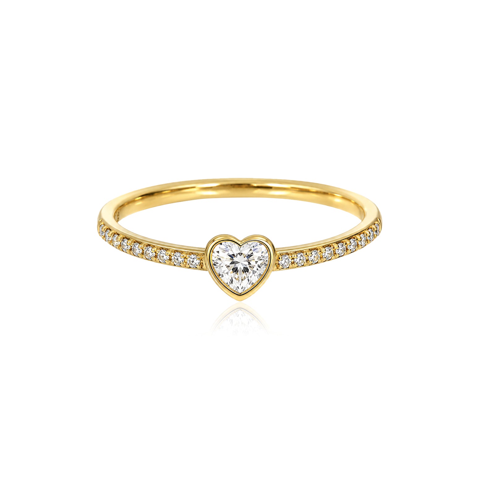Petite Solitaire Bezel Diamond Pave Ring