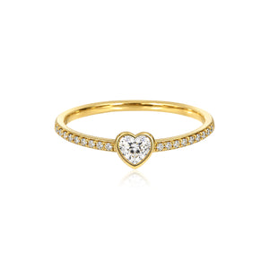 Petite Solitaire Bezel Diamond Pave Ring