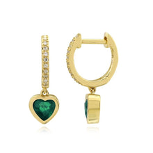 Load image into Gallery viewer, Dangling Bezel Gemstone Heart Huggies
