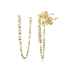 Baguettes Diamond Chain Earring