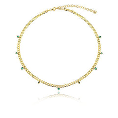Cuban Dangling Gemstone Necklace