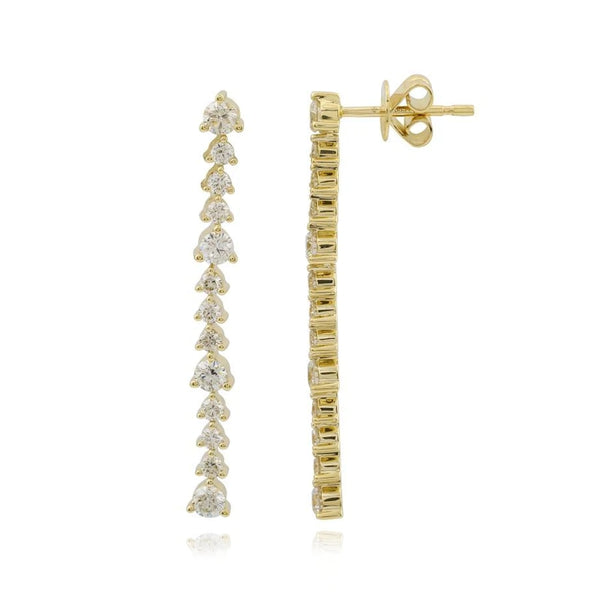 Drop Three Prongs Diamond Earrings