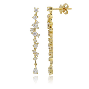 Drop Round and Pear Diamond Earrings