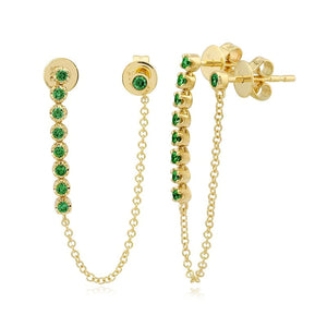 Drop Bezels Chain Earrings