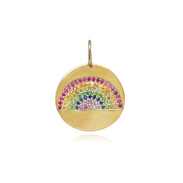 Rainbow Pave Gemstone Disc Charm