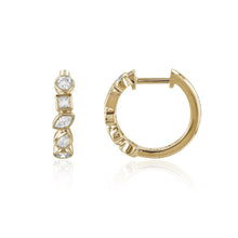 Load image into Gallery viewer, Small Multi Shape Bezel Diamond Huggies
