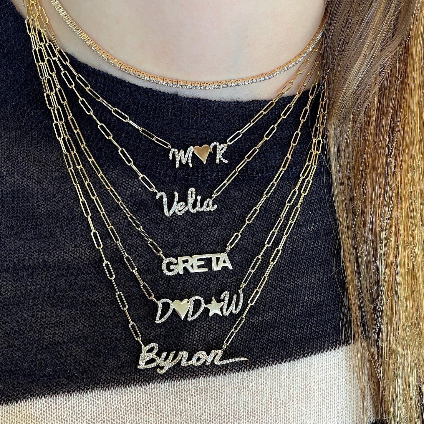 Pave name necklace sale